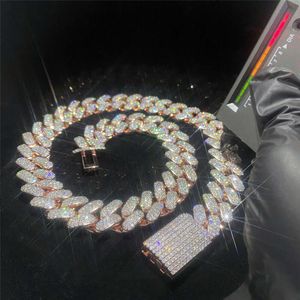 Iced Out 20mm Rose Gold VVS Moissanite Hip Hop Jewelry Miami Cuban Link Chain D Color Diamond Pass Tester