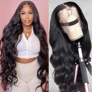 Synthetic Wigs 13x6 HD Transparent Body Wave Lace Front Human Hair Wigs For Black Women 360 Lace Frontal Wig 30 Inch 4x4 Closure Wig Deep Part 231211