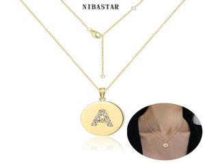 Anfangsbuchstaben-runde Anhänger-Halskette für Frauen, niedliche Goldfarbe mit Kristallen, Kette, modisch, schlicht, Damenschmuck, Halsketten 7987513