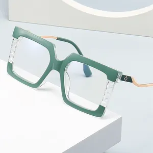 Sonnenbrille Mode Design Oversize Square Patchwork Farbe Frauen Rahmen Pochromic Anti Blau Licht Computer Lesebrille