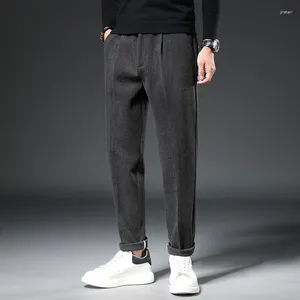 Men's Suits 2023 Winter Thick Suit Pants Men Casual Straight Korean Classic Fashion Business Woolen Cloth Formal Trousers Male A105