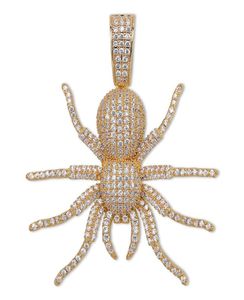 Ny Iced Out CZ Spider Pendant Necklace Mens Micro Paled Hip Hop Gold Silver Color Bling Charm Chains Jewelry9478162