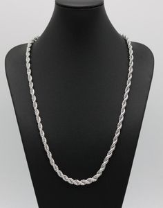 24-дюймовая классическая веревочная цепочка, толстая однотонная цепочка из белого золота 18 карат, женское и мужское ожерелье с узлом, ширина 6 мм3745758