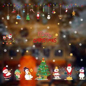 New Style Christmas Wall Stickers for Window Glass Decoration Decals Santa Claus and Reindeer Xmas Decorative Stickers Party