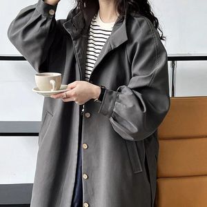 Kopa damski płaszcze Kobiet Kurtki 2023 Jesień mody koreańsko -szyi deciak lampion rękaw z wiatrówką płaszcz w talii talia