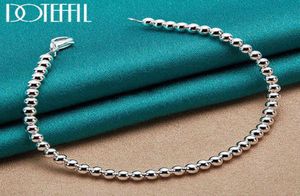 Doteffil 925 STERLING Gümüş 4mm Pürüzsüz Boncuklar Top Zinciri Bilezik Kadınlar Moda Düğün Nişan Partisi Cazibesi Takı 9326227