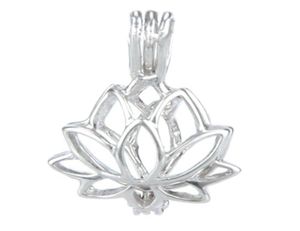 925 Silver Locket Cage Lotus shape Pearl Gem Beads Cage Pendant Can Open Sterling Silver Pendant Mounting DIY Jewelry Fitting337B2122761