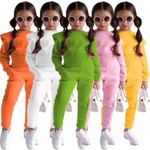 Childrens Clothes Baby Girls Tracksuits Autumn Two Piece Sports Set New Long Sleeve Solid Color Sweater Suit 2PCS Outfits