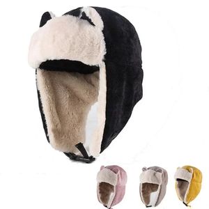 Trapper Hats 2024 Womens Warm Earmuffs Thicked Cap Winter Cold Cotton Cat Ear Bomber 231212