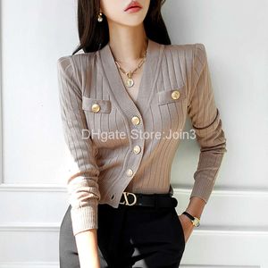 Kvinnors tröjor 2024 Korean Chic V-ringad stickad Cardigan tröja för kvinnor Casual Basic Long Sleeve Cardigans Autumn Vintage Sweaters Top