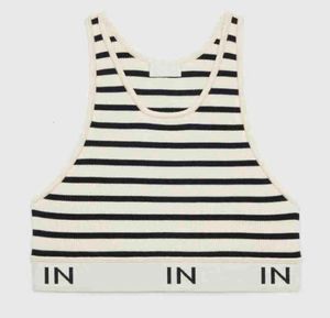 여자 039S Tshirt Stripe Letter Vests T 셔츠 여성 디자이너 의류 슬립 벨레스 짧은 스타일 탱크 섹시 숙녀 PAR4054000에 대한 Tshirt