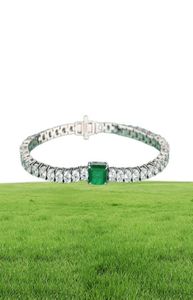 Fashion 35mm Created Emerald High Carbon Diamond Tennis Bracelet for Women 925 Sterling Silver Wedding Chain Bracelets 1518cm6887423