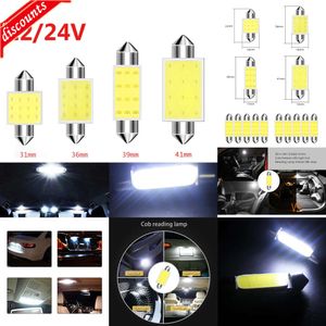 New Decorative Lights 10pcs/lot 31mm 36mm 39mm 41mm Car COB 1.5W DC12V Interior Car LED Bulbs Lamp Interior Dome Lights Plate lamps Bulb Wholesale