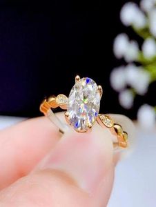 Cluster Trendy Rings Moissanite Ring Ladies Jewelry Engagement Wedding 925 Silver Birthday Gift Gold Plated Color 14 K Ring6034837