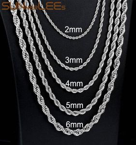 Fashion smycken rostfritt stål halsband 2mm 4mm 6mm rep ed länk kedja silver färg för män kvinnor gåva sc12 n3226937