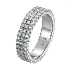 Anelli a grappolo LORIELE Anello completo in moissanite Argento 925 placcato 18k Eternity Band Hip Hop per donna uomo festa scintillante gioielli