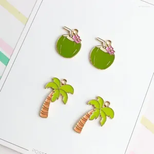 Charms 10pcs Coconut Tree Alloy Charm Necklace Pendants Jewelry Crafts Wholesale
