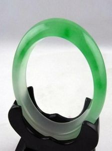 Armreif ECHTER asiatischer weißer grüner natürlicher Jade-Schmuck, Armband innen 56 mm, 60 mm, 3058937