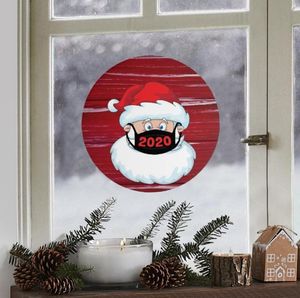 2121 cm Adesivo natalizio adorabile Cartone animato creativo Rotondo Adesivi per vetri per vetrine Adesivi per atmosfera di Babbo Natale VT17608204619