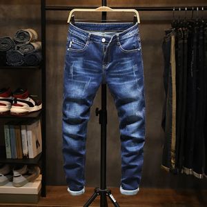 Mens Jeans Spring och Autumn Classic Fashion Solid Colic Elastic Small Foot Pants Casual Slim bekväm högkvalitativ 231212