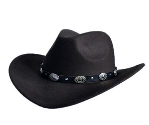 Womem Erkekler Batı kovboy şapkası ile deri beyefendi ile geniş punk kemer kovboy kızı kap2979551