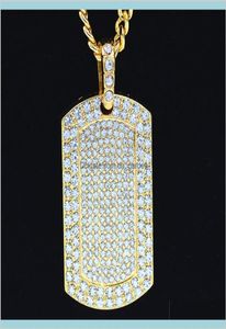 Męskie biżuterię Winorośl wypełniona mrożona w krosno złoty kolor urok kwadratowy pies naszyjnik z kubańskim łańcuchem Hip Hop Bam2H naszyjniki BZT9N7353770