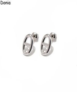 Donia Jewelry Luxury Stud European and American Fashion Pig Nose Titanium Steel Threecolor Creative Designer Earrings Present Box5249058