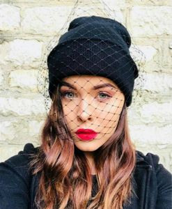 Beanieskull Caps Kadın Peçe Beanies Retro Prenses Şapka Lady Vintage Mesh Kapak Kabuğu Örme Sokak Snap12847567