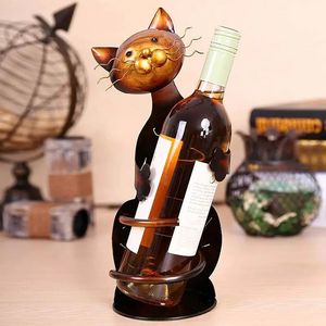 Rack de vinho para mesa, suporte para garrafa, decoração colecionável, estatueta de gato fofo, keeper para exibição e armazenamento, acessórios 231213