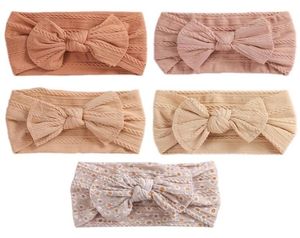 5PcsLot Cable Bow Baby Headband Soft Elastic Print Nylon Headbands Set Turban born For Children Hair Accessories W2203162552968