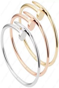 Nagelarmarmdesigner -Armbänder Luxusschmuck für Frauen Bangle Fashion Accessoires Titanium Stahllegierung Goldplated Craft Never FA5317313