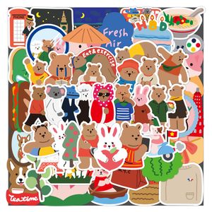 50st Partiale Teddy Bear Cartoon Waterproof PVC Stickers Pack för kylbil Suitcase Laptop Notebook Cup Phone Desk Cykel skateboardfodral.