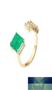 Ring Square Women039s Wedding Pink Diamond Emerald Light Open Sapphire Luxury Delicate Gold Plated Pendant Jewelry7986711