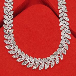 Lyxsmycken Marquise Cut D VVS1 Moissanite Leaf Shape Vintage Silver 925 Chain Necklace For Woman and Man