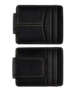 Mężczyzna wysokiej jakości skórzana moda podróżna portfel przednie kieszonkowy Magnetyczny klip Mini karta torebka dla mężczyzn 1017B6428892