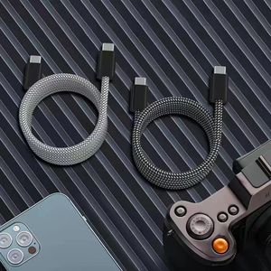 100w corda mágica usb c cabo magnético auto enrolamento usb tipo c cabo de dados de carregamento rápido para android samsung s24 s23 lg xiaomi pc tablet