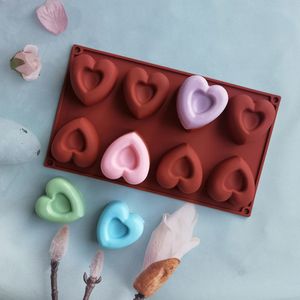 Cake Tools 8 Cavity Heart Doughnut Silicone Mold Cookies 3D DIY Handmade Kitchen Reuse Baking Decorating Mousse Making Mould 231213