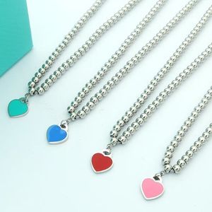 collana a forma di cuore con catena di perline di lusso firmata per donna, collana con ciondolo a forma di croce d'amore a cinque stelle, catena in acciaio inossidabile placcato in oro, personalizza gioielli di alta marca