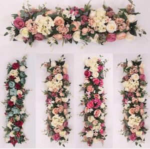 Yapay Arch Çiçek Sırası 100cm Uzunluk Diy ipek Peonies Güller Simülasyon Çiçekleri Düğün Merkez Parçası Dekoratif Zemin7463096