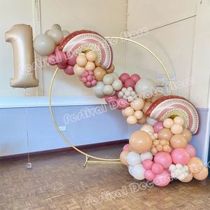 Noel dekorasyonları boho gökkuşağı balon 104pcs tozlu pembe allık retro kahverengi çıplak çelenk kiti bebek duş kız doğum günü düğün dekor 231213