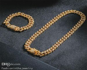 Цепочки Дизайнерские ювелирные изделия Роскошные модные ожерелья и браслеты в Майами, цельная цепочка со льдом для мужчин, кубинская цепочка, золото sta6481333