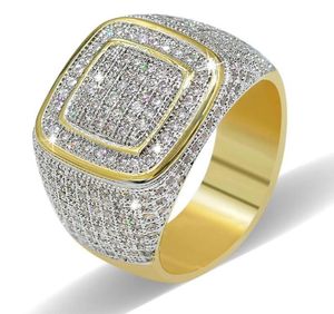 2020 Hiphop CZ anéis para homens cheio de diamante quadrado hip hop anel banhado a ouro jóias 9134383