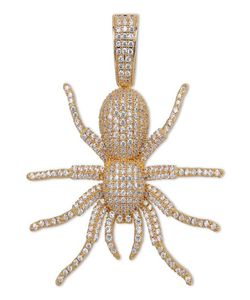 Ny Iced Out CZ Spider Pendant Necklace Mens Micro Paled Hip Hop Gold Silver Color Bling Charm Chains Jewelry3054739