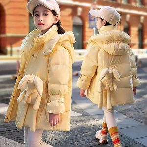 Down Coat Children's Jacket Girl's Medium Length 2023 Winter Cartoon Doll Thickened White Duck Female