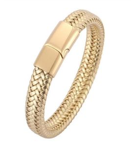 Модный золотой цвет в стиле панк, кожаный браслет ручной работы для мужчин, ювелирные изделия, браслет на запястье5598057