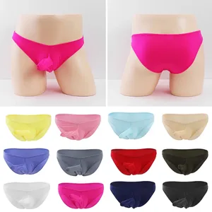 Underpants sexy homens roupa interior transparente gelo seda tronco elefante nariz calcinha cintura baixa masculino breve gay erótico