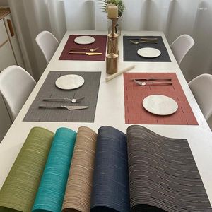 Bordmattor Placemats värmebeständig plats Tvättbar PVC-vävd plast för att äta en halkfläckkök Lätt att rengöra mattan