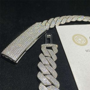 Tung Miami Cuban Chain Bling Round Diamond Link Sterling Silver S925 D Color VVS Moissanite Fashion Necklace