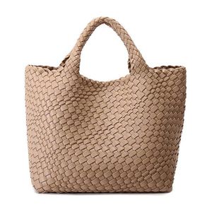 Evening Bags Handmade Woven Shoulder Bag for Women Vegan Leather Tote Bag Large Beach Travel Handbags and Purses Designer Basket B300s