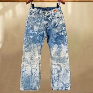 Men's Jeans Punk Baggy For Men Streetwear Washed Printed Pattern Large Size Biker American Loose High Street